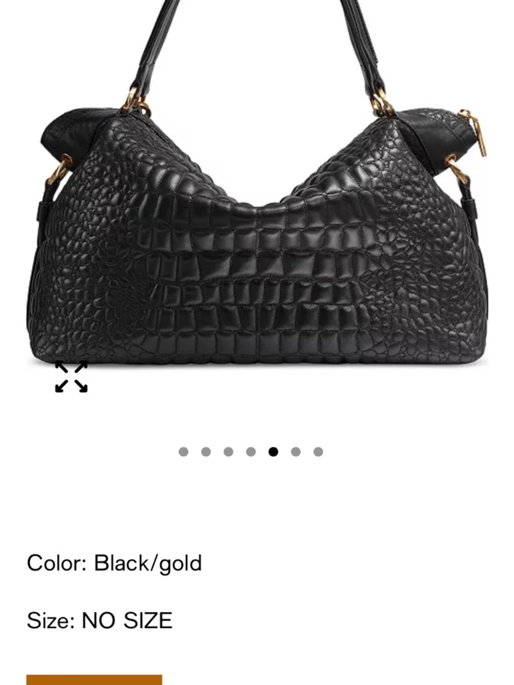 Donna Karan Black Quilted-Embossed Shoulder Bag with Gold Hardware